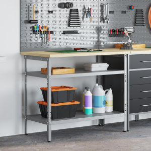 vidaXL Werktafel Grijs, 100x55x85 cm, Van Staal en Geengineerd Hout