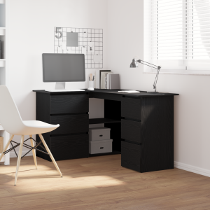 vidaXL Zwart Eiken Hoekbureau, 145x100x76 cm, Gemaakt van Bewerkt Hout