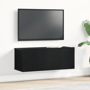 vidaXL Zwarte Eiken TV-meubel 80x30x30 cm Gemaakt van Engineered Wood