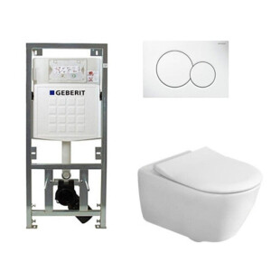 Villeroy & Boch Subway 2.0 inbouwset met diepspoel wandcloset directflush slimseat zitting afdekplaat wit 0701131/0700518/ga26028/ga91964/