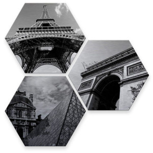 Wall-Art Meerdelige artprint Zilvereffect Impression of Paris (set, 3-delig)