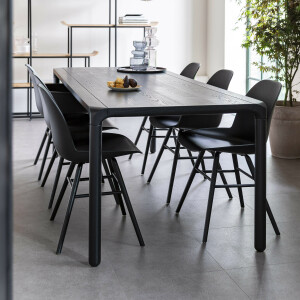 Zuiver Eettafel 'Storm' Essenhout, 220 x 90cm, kleur Zwart