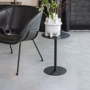 Zuiver Ronde Bijzettafel 'Snow' Staal, 35cm, kleur Zwart