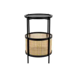 ZILT Ronde Bijzettafel 'Maddie' Rotan, kleur Zwart