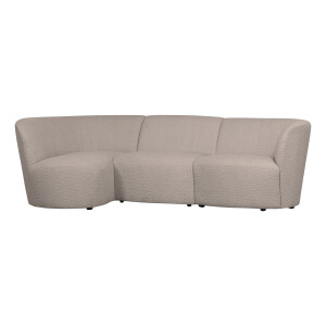 WOOOD 3-zits Loungebank 'Coco' Links, Bouclé, kleur Zand