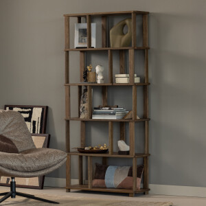 WOOOD Boekenkast 'Riss' Eikenhout, 186 x 90cm, kleur Naturel