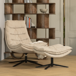 WOOOD Draaifauteuil 'Kube' Met hocker, kleur Naturel