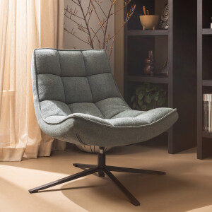 WOOOD Draaifauteuil 'Maudi' Geweven, kleur Blue Stone