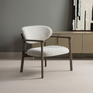 WOOOD Fauteuil 'Udar' Geweven melange stof, kleur Naturel/Donkerbruin