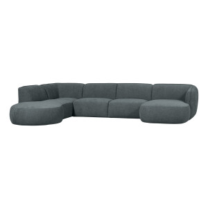 WOOOD Lounge U-Bank 'Polly' Links, Woven, kleur Blauw/Groen