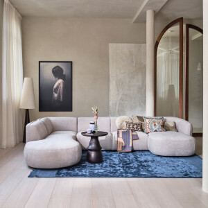 WOOOD Lounge U-Bank 'Polly' Links, Woven, kleur Zand