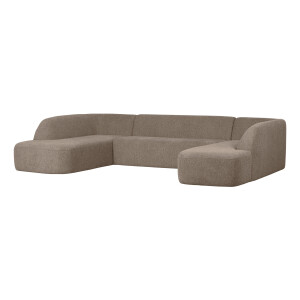 WOOOD Lounge U-Bank 'Sloping' Chenille, kleur Lichtbruin