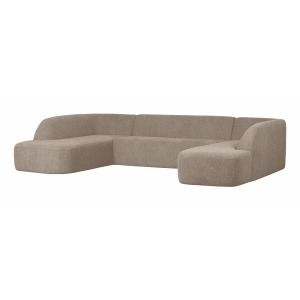 WOOOD Lounge U-Bank 'Sloping' Chenille, kleur Naturel