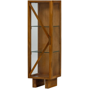WOOOD Vitrinekast 'Kella' Mangohout en glas, 137 x 40cm, kleur Naturel