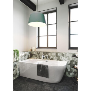 Zeza Cheb Half vrijstaand hoekbad - links - 170x80cm - incl poten - sifon - acryl - Glans wit SW647689