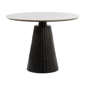 Light & Living Ronde Eettafel 'Rianne' Marmer, 100cm, kleur Taupe/Mat Zwart