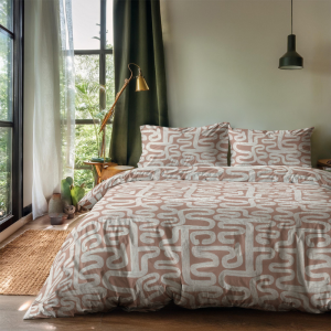 Dekbedovertrek Aztek Lines - Tweepersoons (200x200 Cm) - Taupe Microvezel - Natuur - Zydante - Dekbed-Discounter.nl
