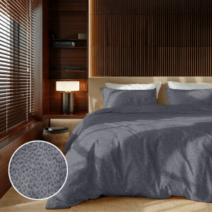 Dekbedovertrek Embossed Panther - Lits-Jumeaux (240x220 Cm) - Antraciet Microvezel - Effen - Zydante - Dekbed-Discounter.nl