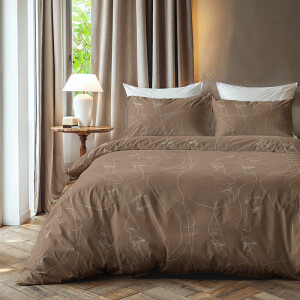 Dekbedovertrek Faces - Tweepersoons (200x200 Cm) - Bruin Microvezel - Patroon - Zydante - Dekbed-Discounter.nl