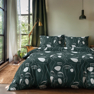 Dekbedovertrek Green Faces - Eenpersoons (140x200 Cm) - Groen Microvezel - Natuur - Zydante - Dekbed-Discounter.nl