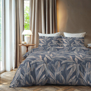 Dekbedovertrek Leaf Tapestry - Eenpersoons (140x200 Cm) - Blauw Microvezel - Veren - Zydante - Dekbed-Discounter.nl