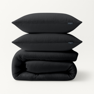 Dekbedovertrek Mousseline - Lits-Jumeaux (240x220 Cm) - Donkergrijs Microvezel - Effen - Zydante - Dekbed-Discounter.nl