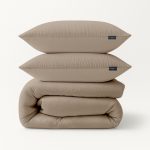Dekbedovertrek Mousseline - Eenpersoons (140x200 Cm) - Taupe Microvezel - Effen - Zydante - Dekbed-Discounter.nl