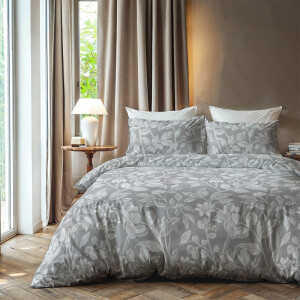 Dekbedovertrek Silver Sense - Eenpersoons (140x200 Cm) - Zilver Microvezel - Bloemen - Zydante - Dekbed-Discounter.nl