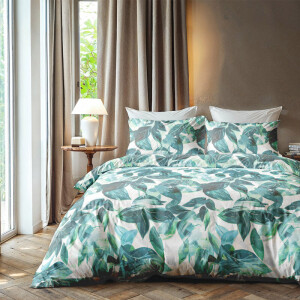 Dekbedovertrek Stylish Green - Tweepersoons (200x200 Cm) - Groen Microvezel - Bloemen - Zydante - Dekbed-Discounter.nl
