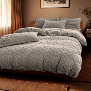 Dekbedovertrek Teddy Jacquard - Grijs - Tweepersoons (200x200 Cm) - Grijs Microvezel Teddy - Patroon - Zydante - Dekbed-Discounter.nl