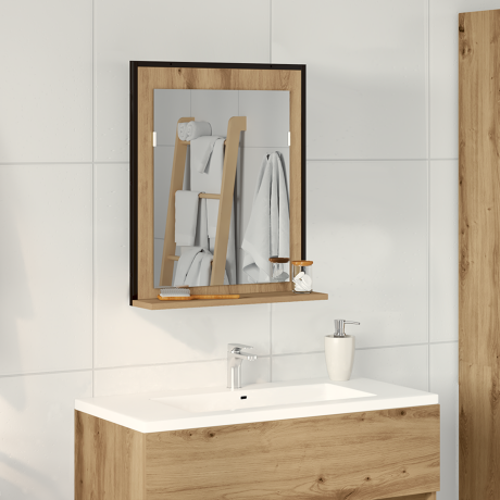 vidaXL Badkamerspiegel 50x12x60 cm bewerkt hout artisanaal eiken