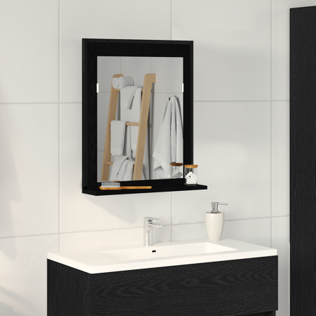 vidaXL Badkamerspiegel 50x12x60 cm bewerkt hout zwart eikenkleurig