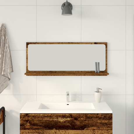 vidaXL Badkamerspiegel 90x10,5x37 cm bewerkt hout oud houtkleurig
