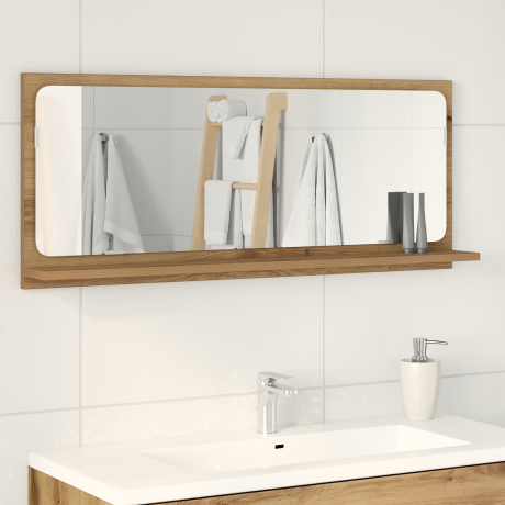 vidaXL Badkamerspiegel Ambachtelijk Eikenhout 90x10,5x37 cm Behandeld Hout