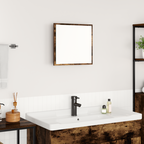 vidaXL LED Badkamerspiegel Gerookt Eiken 40x8.5x37 cm
