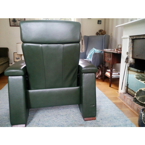 Vintage design groene leren fauteuil afbeelding 3