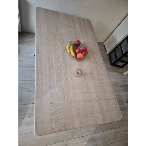 Whitewashed massief eiken eetkamertafel afbeelding 3