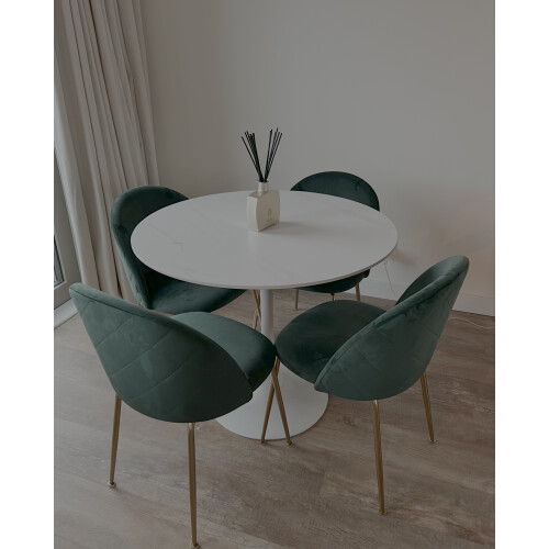 4 groen fluwelen eetkamerstoelen afbeelding 3
