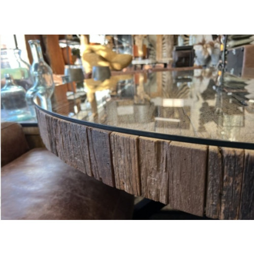 Woodmix tafel met glasplaat 130 cm afbeelding 2