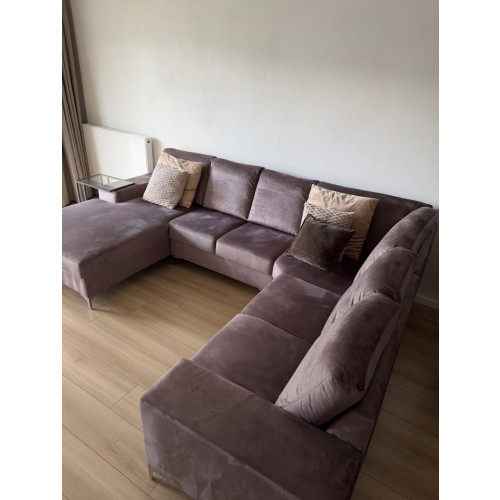 U-Bank met Chaise Longue | Bruin Monolith 15 | Chrome Poten afbeelding