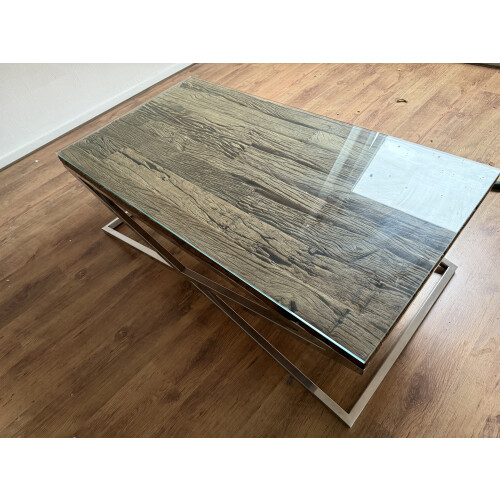 Luxe massief hout meubel set. Eettafel met stoelen, salon tafel, tv meubel. afbeelding 2