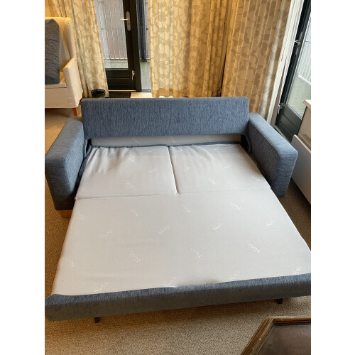 2-zits slaapbank, uitklapbaar, blauw/grijs afbeelding 2