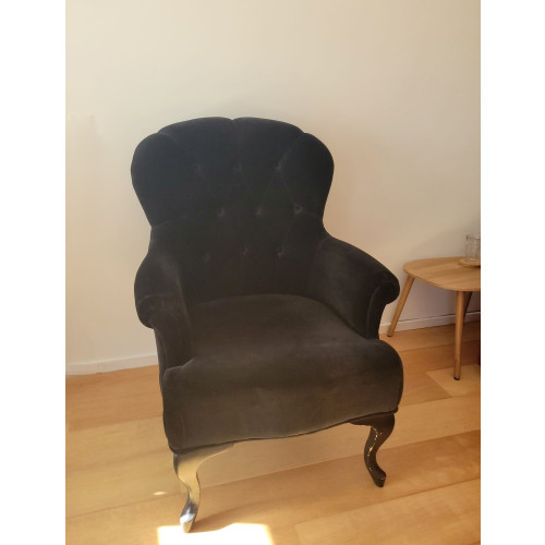 Oorfauteuil zwart velvet/velours afbeelding