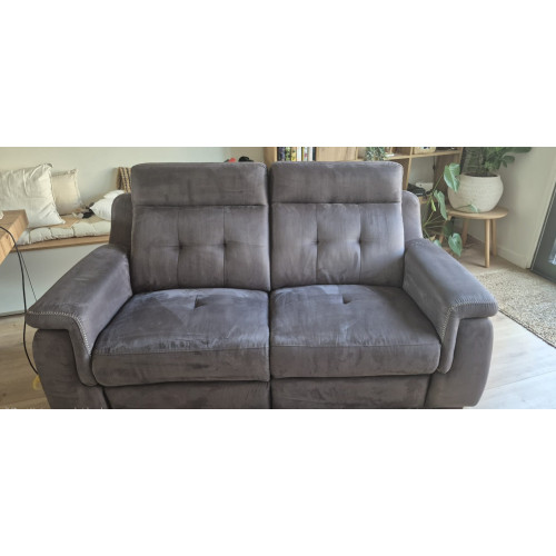 Elektrische 2-zits relaxbank antraciet – zeer goede staat afbeelding