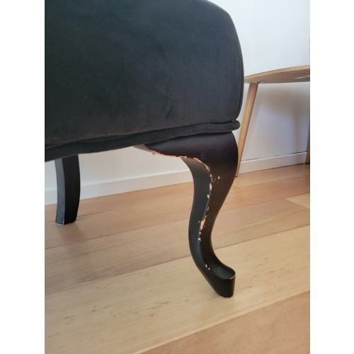 Oorfauteuil zwart velvet/velours afbeelding 3