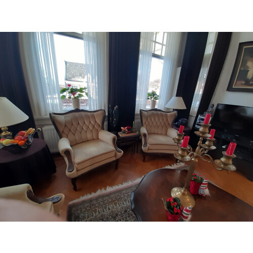 Barok bankstel en 2 fauteuils afbeelding 2