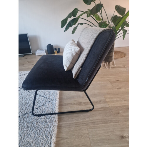Fauteuil zwart stof (linnen look) afbeelding 2