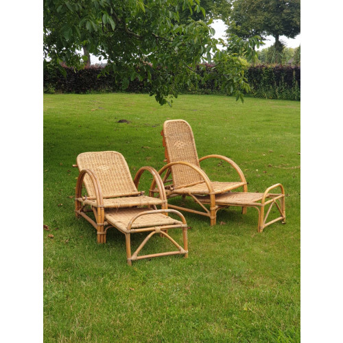 VINTAGE rotan deckchairs afbeelding