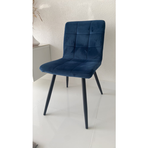Blauwe velvet stoelen 6 stuks afbeelding 2