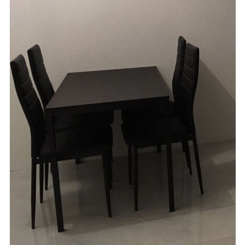 Eetkamer stoelen zwart faux leder zeer goede staat afbeelding 3
